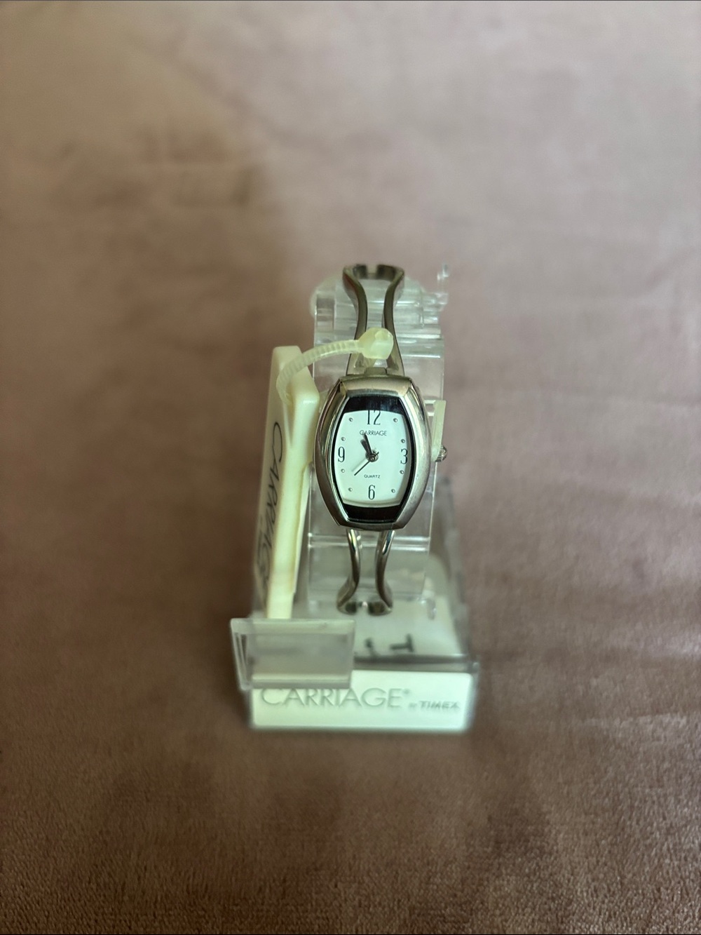 Timex Women's Silver Bangle Watch with White Dial